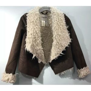 SOLD Aeropostale Jacket XS Brown Tan Suede Sherpa